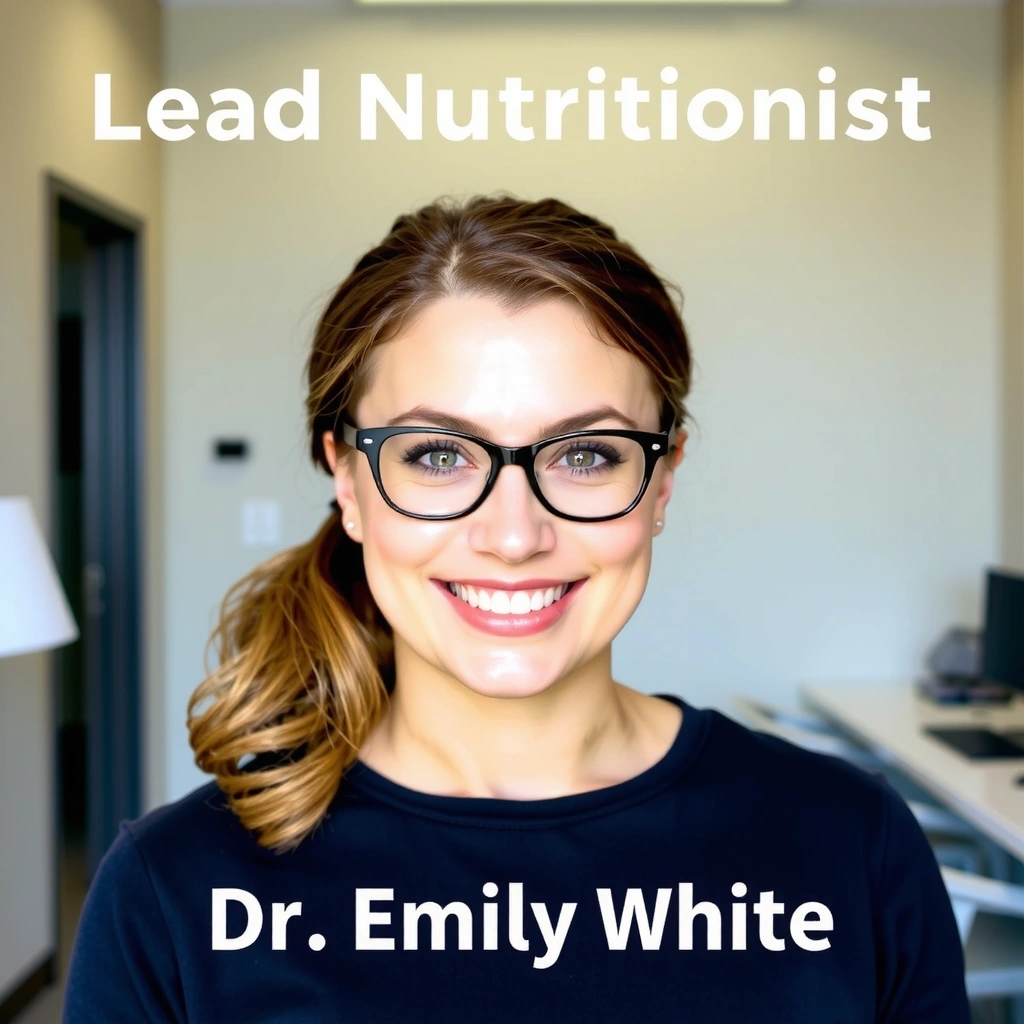 Portrait of Lead Nutritionist Dr. Emily White, an expert in dietary science