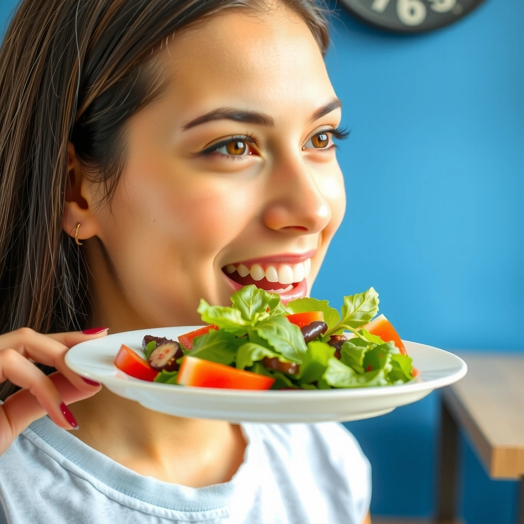 Portrait of a young woman enjoying a healthy meal